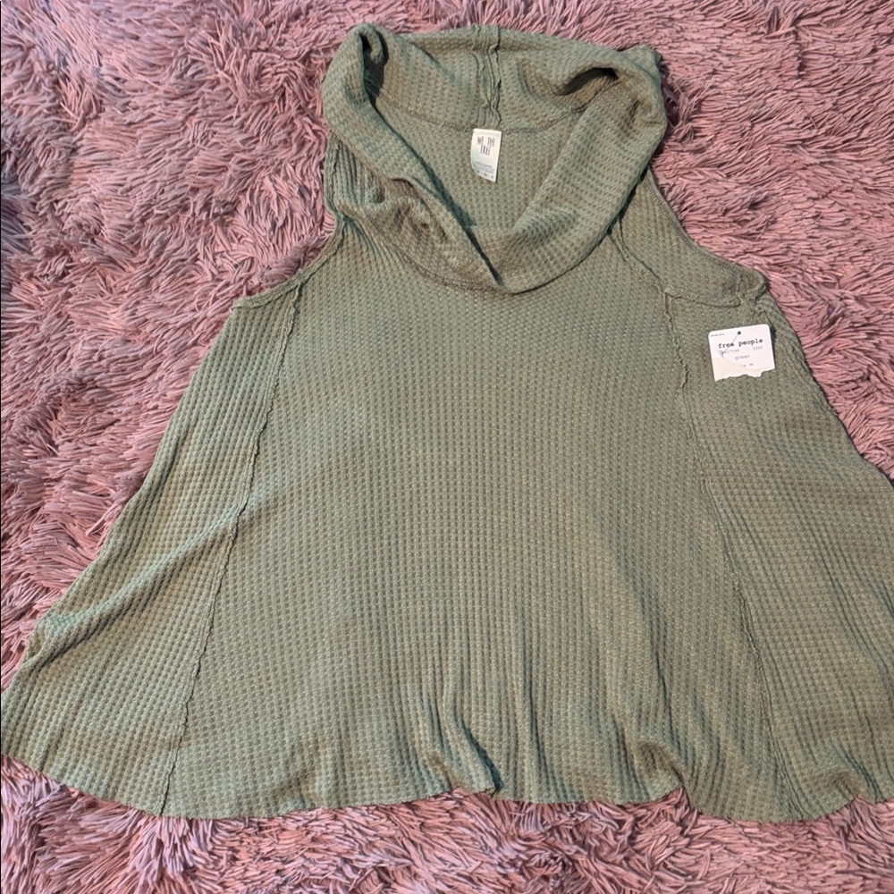 We The Free Olive Green Hooded Waffle Tank